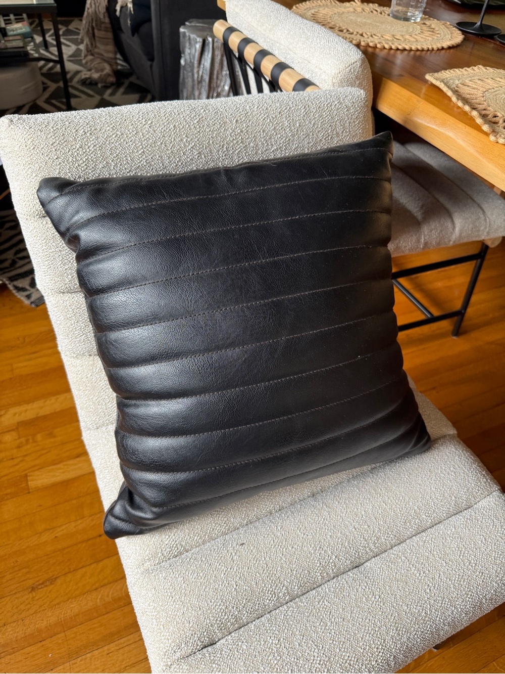 Target Black Quilted Faux Leather Decorative Pillow